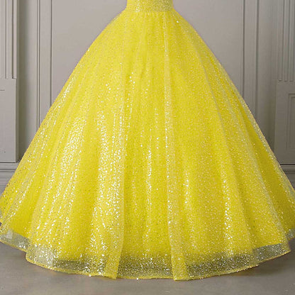 Long Sleeve Sequin Ball Gown Sparkling Dresses