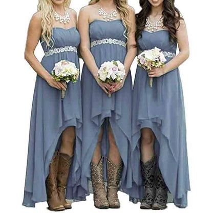Strapless High Low Bridesmaid Dresses Wedding Party Gowns