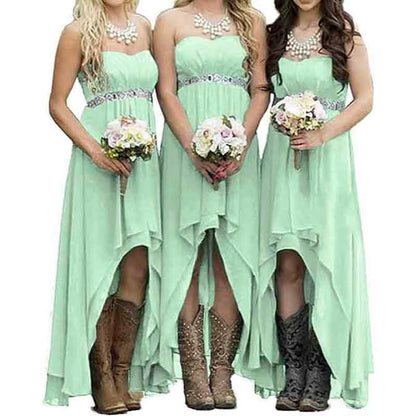 Strapless High Low Bridesmaid Dresses Wedding Party Gowns