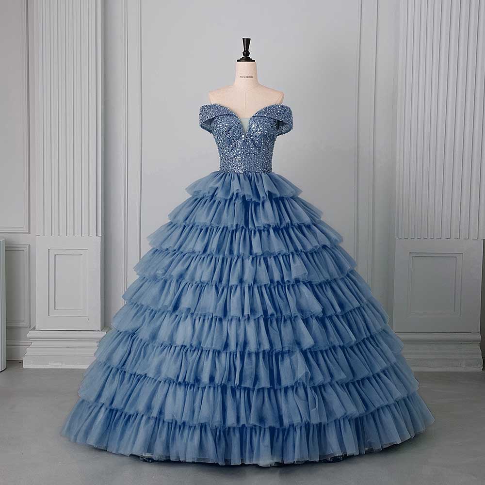 Tulle Layered Ball Gown Wedding Dress With Sweetheart Neckline