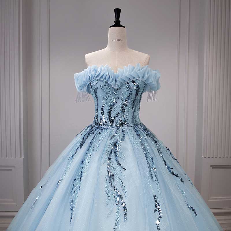 Strapless Ball Gown Rhinestone Off The Shoulder Formal Dresses