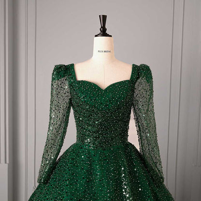 Long Sleeve Sequin Ball Gown Sparkling Dresses