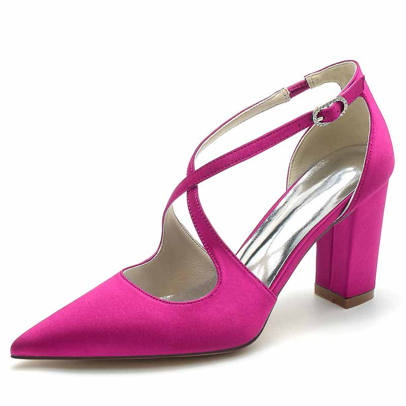 3.35" Crossing Strap Satin Wedding Shoes Prom Heels