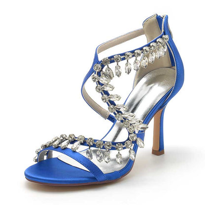 Women Bling Rhinestones Open Toe Wedding Sandals 3.74"