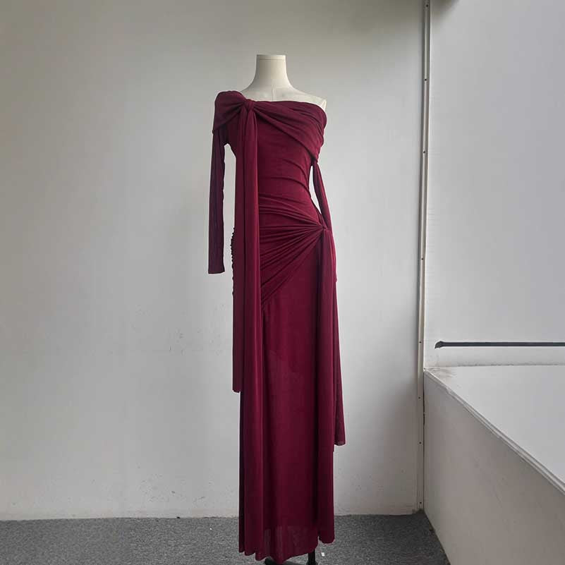 Off Shoulder Knot Detail Maxi Dress Long Evening Dress