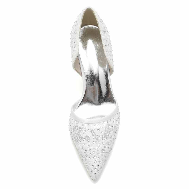 3.35" Sparkle Prom Heels Glitter Satin Bridal Shoes for Wedding