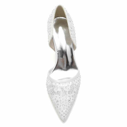 3.35" Sparkle Prom Heels Glitter Satin Bridal Shoes for Wedding