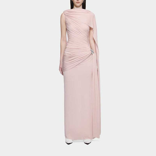 Shawl Ruched Draped Maxi Dress Long Evening Dress