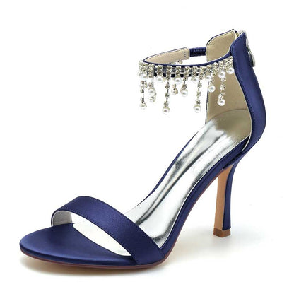 Bridal Heel 3.74" Ankle Strap Open-Toe Crystal Wedding Shoes