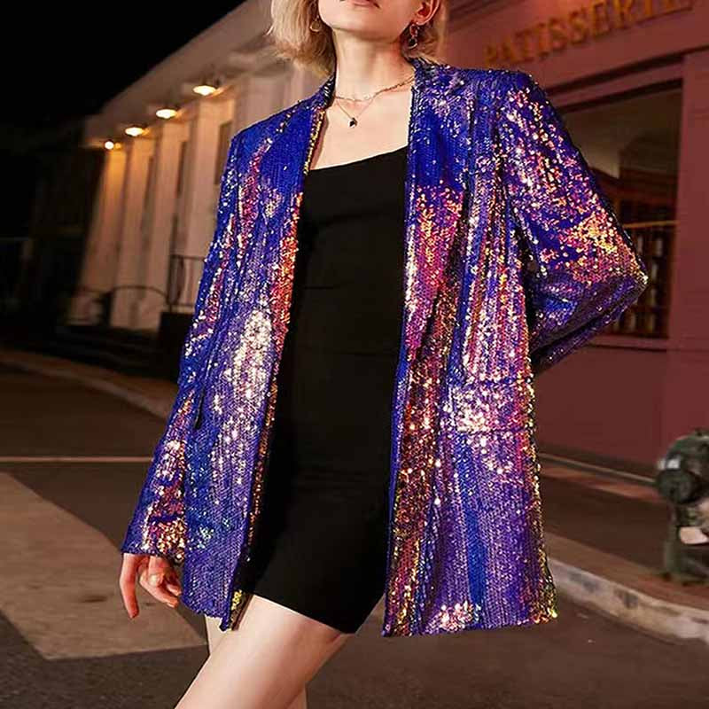 Women's Sequin Blazer Coat – Dazzling Shine for Party, Evening & Cocktail