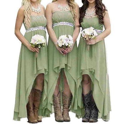 Strapless High Low Bridesmaid Dresses Wedding Party Gowns