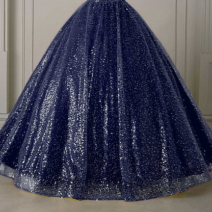 Long Sleeve Sequin Ball Gown Sparkling Dresses