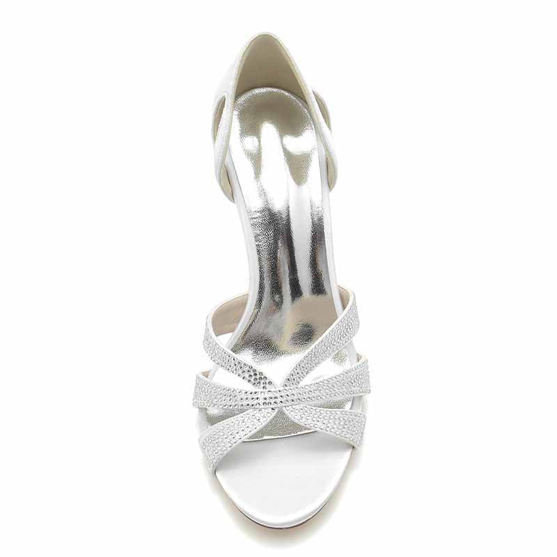 3.74" Glitter Prom Heels Slip On Satin Wedding Sandals