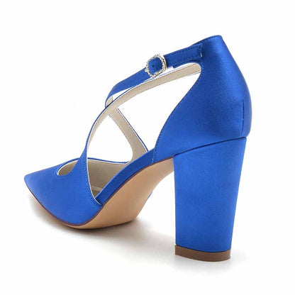 3.35" Crossing Strap Satin Wedding Shoes Prom Heels