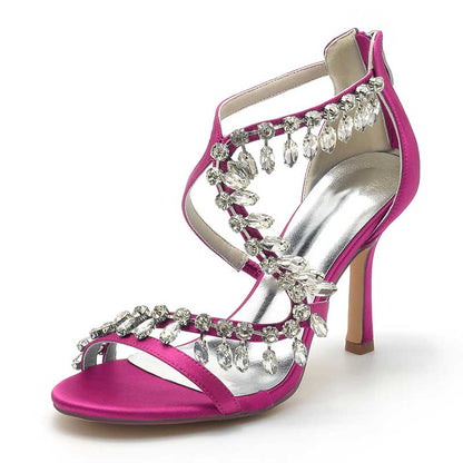 Women Bling Rhinestones Open Toe Wedding Sandals 3.74"