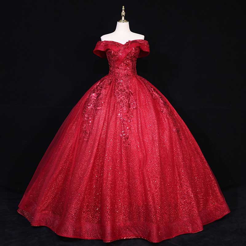 Quinceanera Dress Lace Appliques Off The Shoulder Ball Gowns