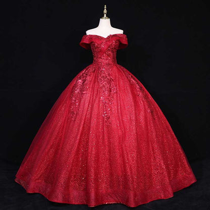 Quinceanera Dress Lace Appliques Off The Shoulder Ball Gowns