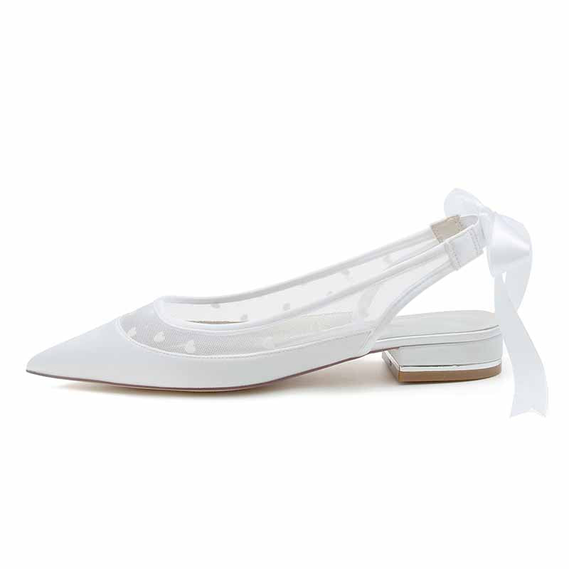 0.98" Lace-Up Back Bridal Shoes Prom Flats
