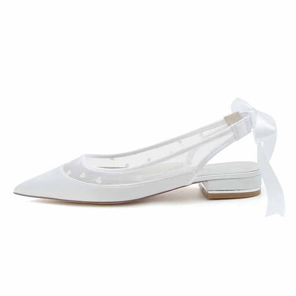 0.98" Lace-Up Back Bridal Shoes Prom Flats