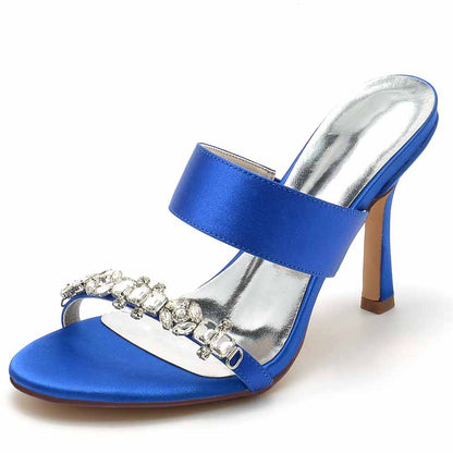 3.74" Satin Bridal Shoes Open Toe Kitten Heel Pumps