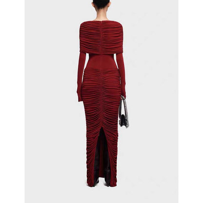 Ruch Draped Shoulder Maxi Dress Long Evening Dresses