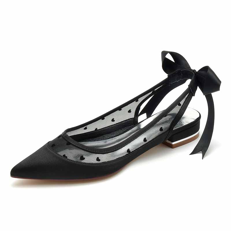 0.98" Lace-Up Back Bridal Shoes Prom Flats