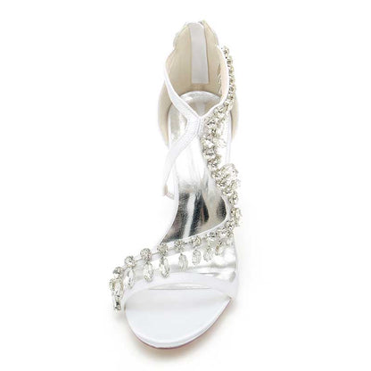 Women Bling Rhinestones Open Toe Wedding Sandals 3.74"