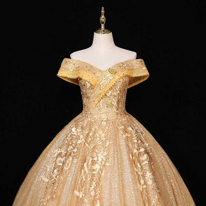 Quinceanera Dress Lace Appliques Off The Shoulder Ball Gowns