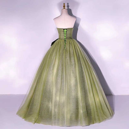 Strapless Tulle Event Dress Long Prom Dress Bow Princess Gown