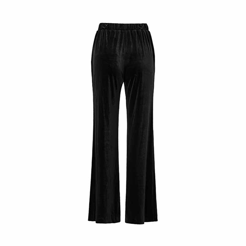 Women's Velvet Pantsuit with Lace-Up and Pearls | Straight Leg