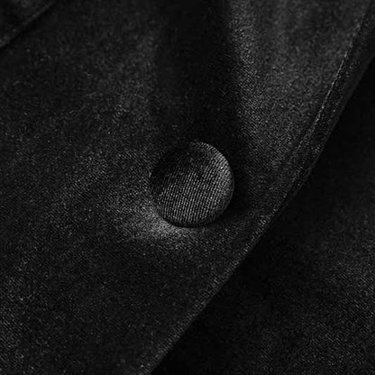 Women's Velvet Pantsuit with Lace-Up and Pearls | Straight Leg