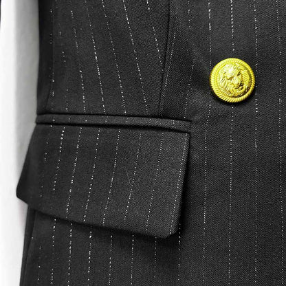 Black Slim Fit Pantsuit Formal Business Suit