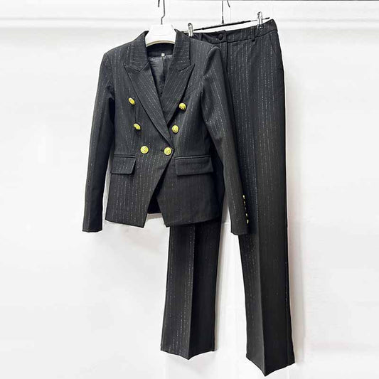 Black Slim Fit Pantsuit Formal Business Suit