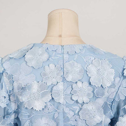 Floral Embroidered Puff Sleeve Mini Dress