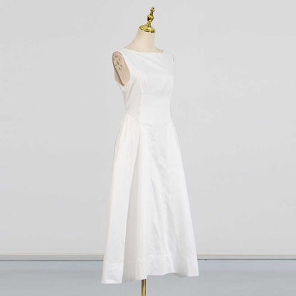Boat Neck Ruffle Backless Midi Dress