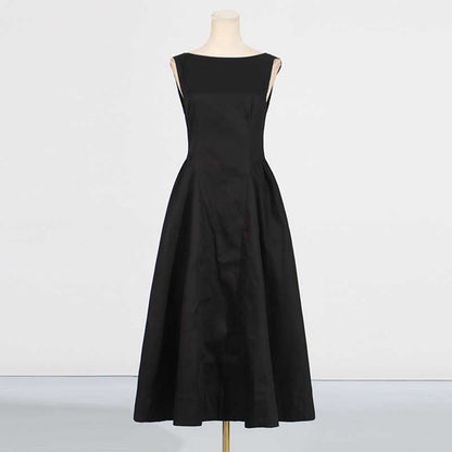 Boat Neck Ruffle Backless Midi Dress