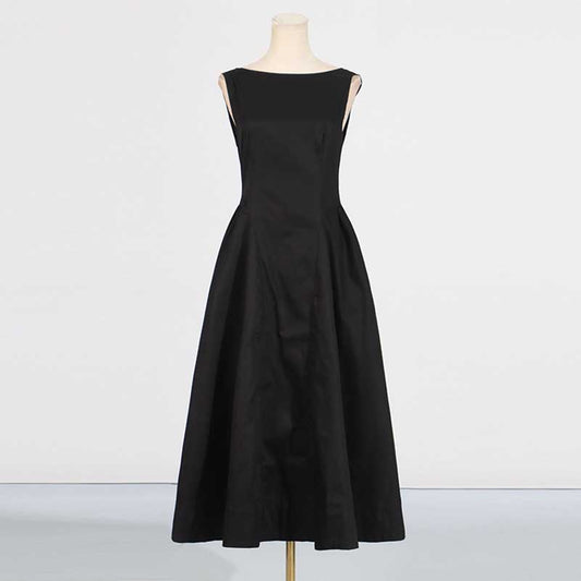 Boat Neck Ruffle Backless Midi Dress
