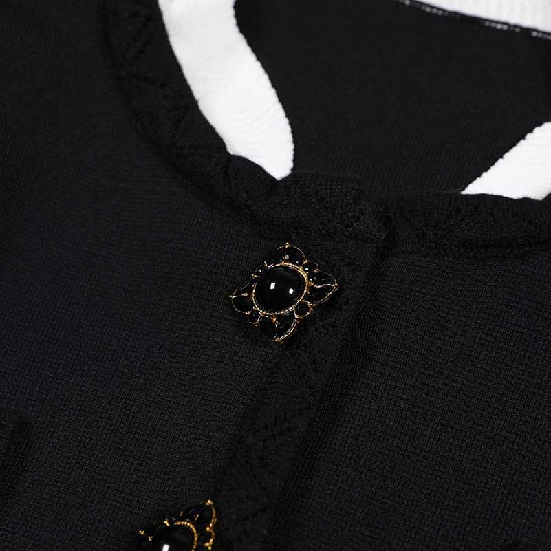 Wide-Leg Pantsuit Black Round-Neck Suit