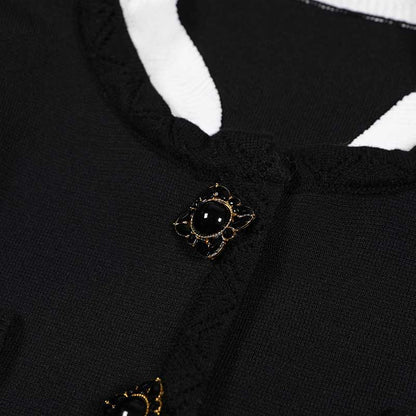 Wide-Leg Pantsuit Black Round-Neck Suit