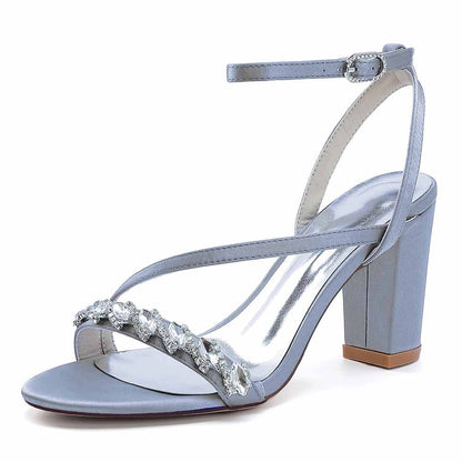 Dress Sandals Chunky Heel Wedding Heels Ankle Straps Shoes With Pearls