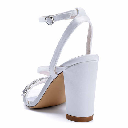 Dress Sandals Chunky Heel Wedding Heels Ankle Straps Shoes With Pearls