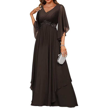 V-Neck Long Chiffon Bridesmaid Dress Breathable, Lightweight & Timeless