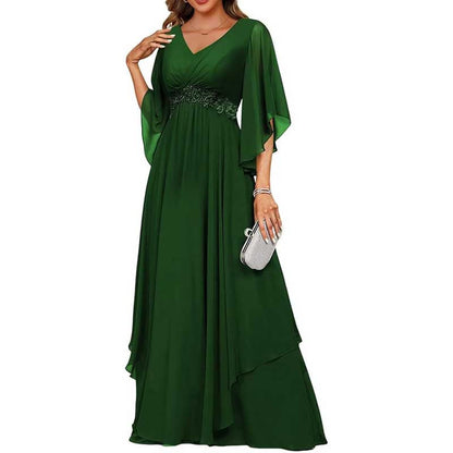 V-Neck Long Chiffon Bridesmaid Dress Breathable, Lightweight & Timeless