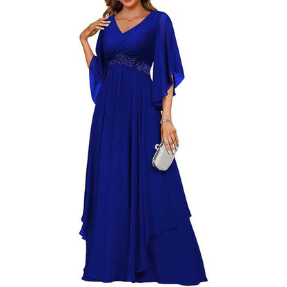V-Neck Long Chiffon Bridesmaid Dress Breathable, Lightweight & Timeless