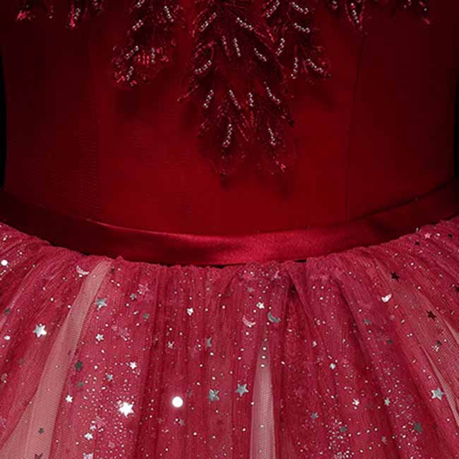 Red Gradient Wedding Ball Dress Long-sleeve Gown Dress