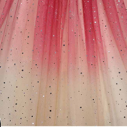 Red Gradient Wedding Ball Dress Long-sleeve Gown Dress