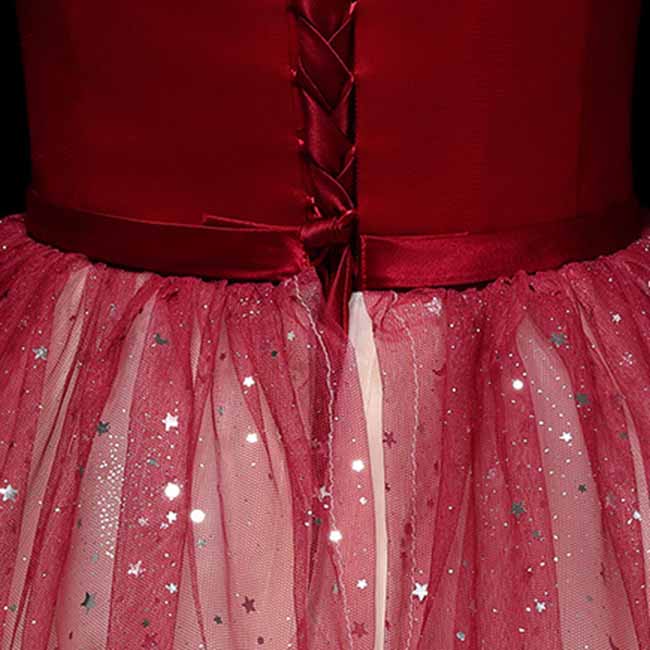 Red Gradient Wedding Ball Dress Long-sleeve Gown Dress