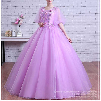 Floral Embroidered Tulle Ball Gown Event Dresses