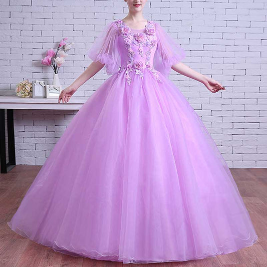 Floral Embroidered Tulle Ball Gown Event Dresses