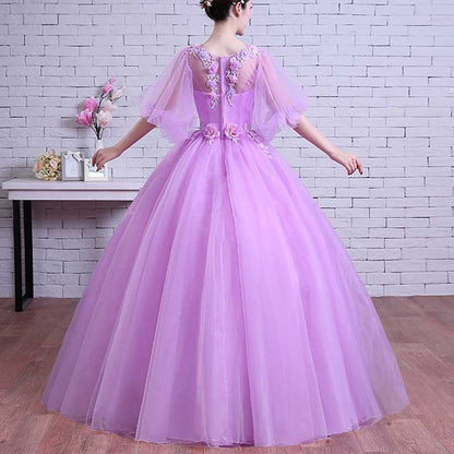Floral Embroidered Tulle Ball Gown Event Dresses